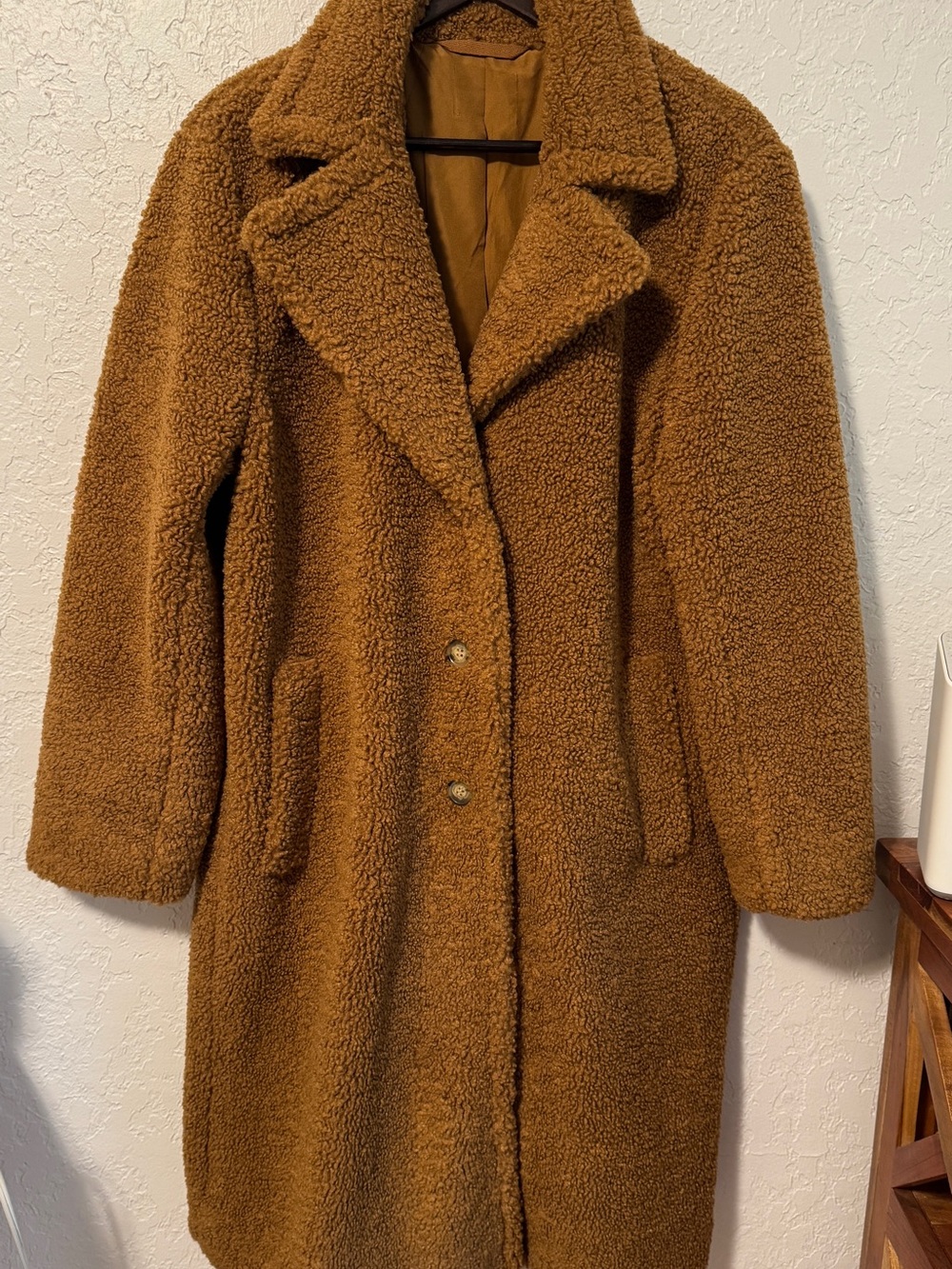 Cozy Teddy Long Coat in Camel